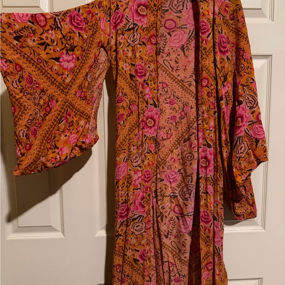 Spell Dresses & Skirts - Spell Floral Maxi Kimono robe in Orange and Pink Amber Babushka one size